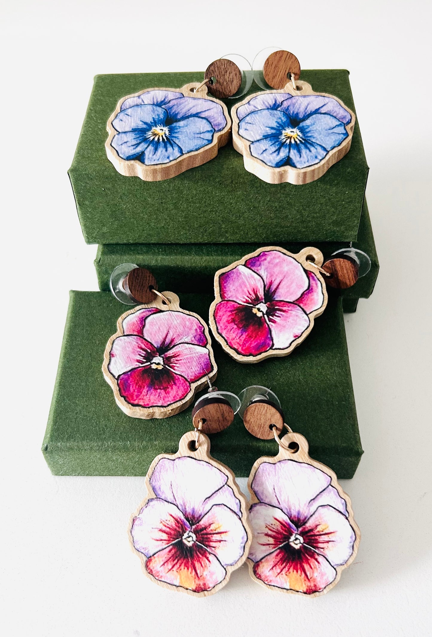 Earrings - Viola Art Raspberry Blush